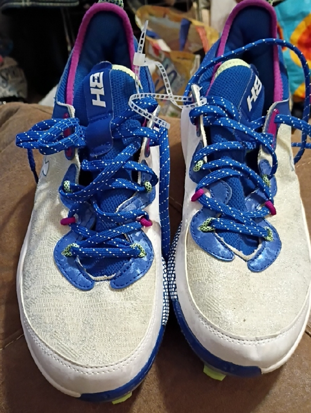 Under Armour Blue and White Please with Pink Accents